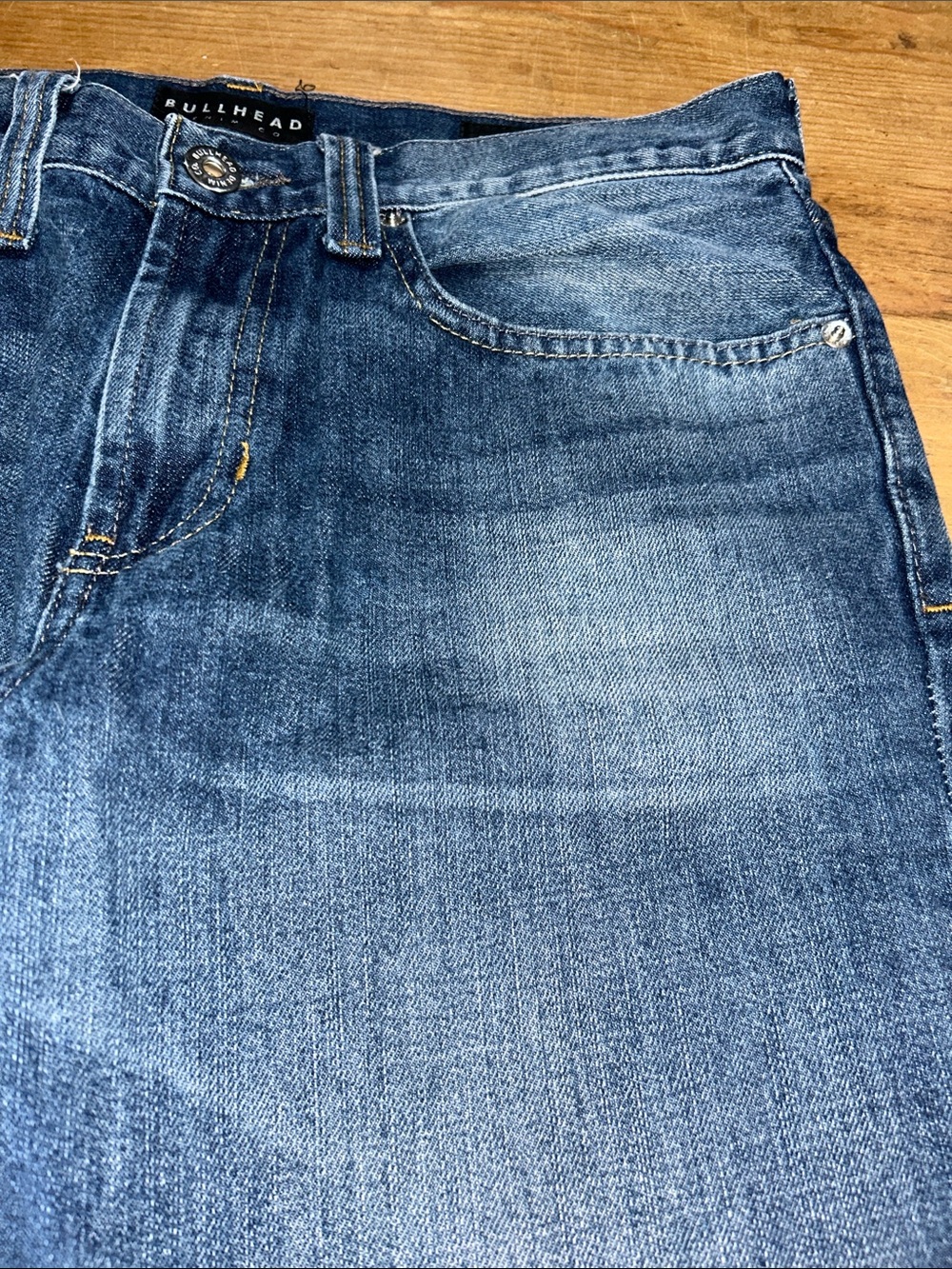 Bullhead Men’s Darkwashed Jorts DIY Cutoff Jean Shorts Blue Size 31 - Picture 6 of 9